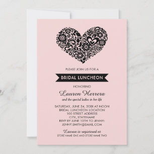 Launische Folk Heart Pink Bridal-Lunch Einladung