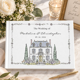 Launische Französische Chateau Blumenhochzeit Gästebuch