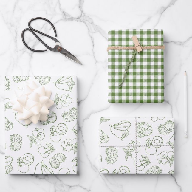 Launische Frisch auf dem Markt Grüne Bridal Shower Geschenkpapier Set (Vorderseite)