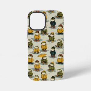 Launische Frösche im Regenmantel-Muster iPhone 12 Mini Hülle