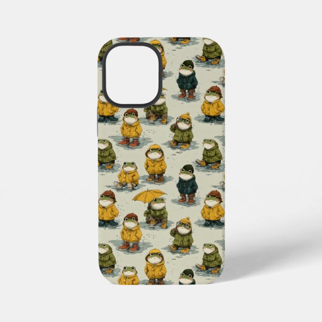Launische Frösche im Regenmantel-Muster iPhone 12 Mini Hülle (Rückseite)