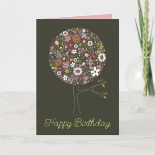 Launische Frühlingsblumen Pop Baum Schicker Geburt Karte