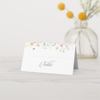 Launische Frühlingsgarten-Wildblumen-Hochzeit gefa Platzkarte