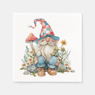 Launische Garten-Gnom-Wildblumen-Blumen-Sommer Serviette