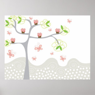 Launische Geburtstagstorte Baum Schmetterlinge Süß Poster