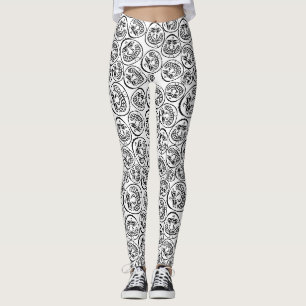 Launische Gesichter: Spielzeug Schwarz-Weiß-Cartoo Leggings