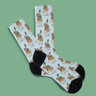Launische Grüne Fantasie-Drachen-Pilz-Blumen Socken