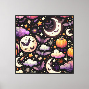 Launische Halloween-Nacht-Himmel-Pattern Leinwanddruck