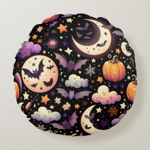 Launische Halloween-Nacht-Himmel-Pattern Rundes Kissen