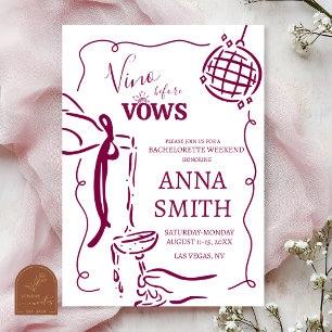 Launische handgezeichnete Vino-Before-Vow-Junggese Einladung