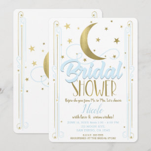 Launische hellblaue goldene Mondsterne Bridal Show Einladung