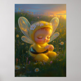 Launische Honigbiene-Baby in sonnendurchflutetem Poster