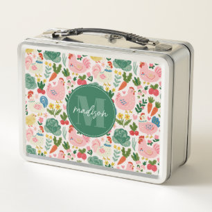 Launische Hühner-Metall-Lunchbox Metall Brotdose