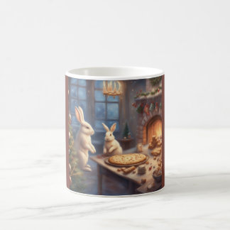 Launische Kaninchen backen Weihnachtskekse Kaffeetasse