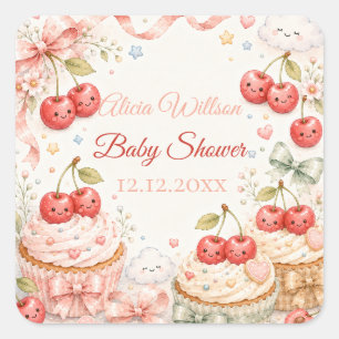 Launische Kirsch-Baby-Party Quadratischer Aufkleber