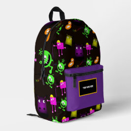 Launische kleine Monster auf dunklem Hintergrund Bedruckter Rucksack