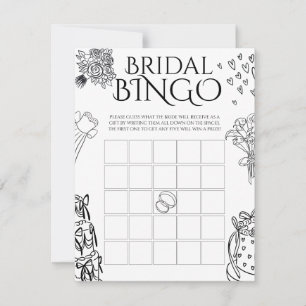 Launische Kritzel-Hochzeits-Braut-Party-Bingo-Spie Mitteilungskarte
