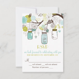 Launische Mason-Glas-RSVP-Hochzeitseinladung RSVP Karte
