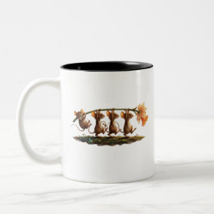 Launische Mäuse tragen Narzisse Line Art Zweifarbige Tasse