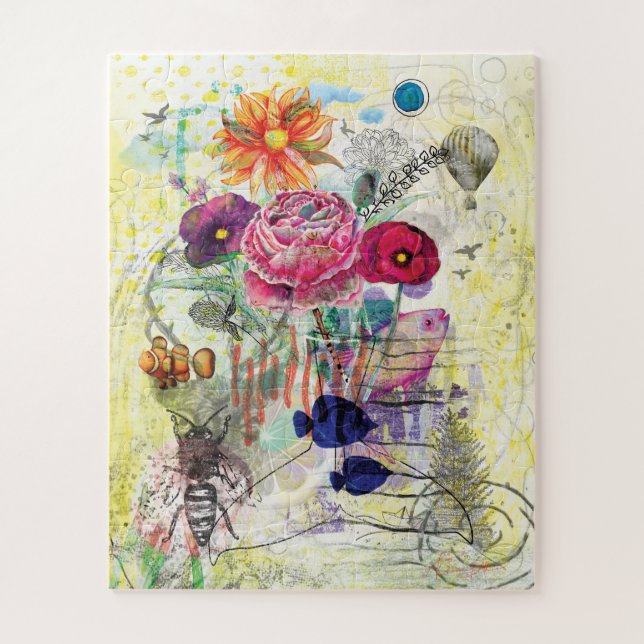 Launische Mixed-Media-Collage-Kunst (Vertikal)