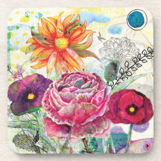 Launische Mixed-Media-Collage-Kunst Getränkeuntersetzer
