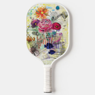Launische Mixed-Media-Collage-Kunst Pickleball Schläger