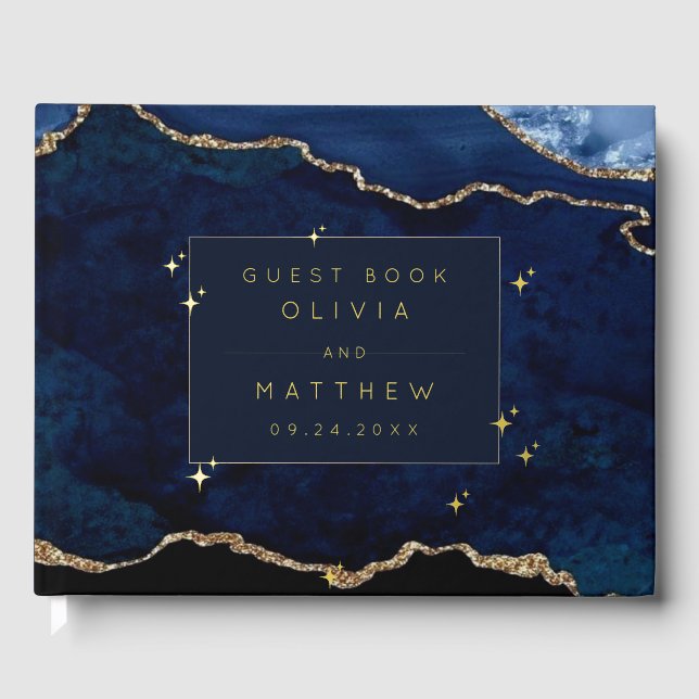 Launische Navy Celestial Hochzeit  Gästebuch (Vorderseite)