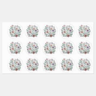 Launische Pastell-Blumen-Wildblumen-Aufkleber Etiketten