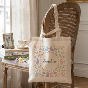 Launische Pastell-Hasen-Blumenkranz-Persönlich Tragetasche