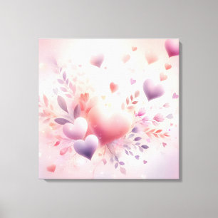 Launische Pastellherzen Romantische Blumenliebe Leinwanddruck