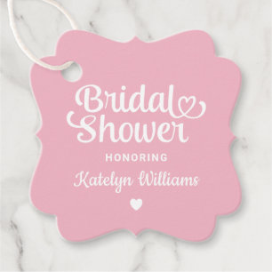 Launische Pink Heart Script Hochzeitsshower Geschenkanhänger