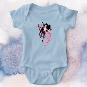 Launische Pinke Fee Blaue Fantasie Musiknote Baby Strampler