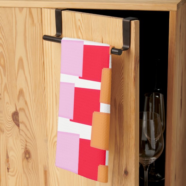 Launische Quadrate Rot Orange Pink  Geschirrtuch (Drittel gefaltet)