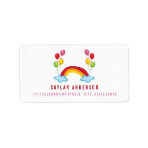 Launische Regenbogen- und lustige Ballon-Adressauf Adressaufkleber