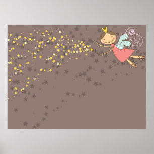 Launische rosa Feenprinzessin Sterne Mädchen Gebur Poster