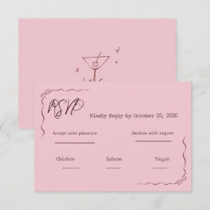 Launische rosa handgeschriebene Kritzel-Hochzeits- RSVP Karte