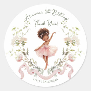 Launische Rosa Schleife und Wasserfarben-Ballerina Runder Aufkleber