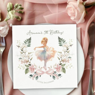 Launische rosa Schleife & Wasserfarben-Ballerina G Serviette