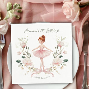 Launische Rosa Schleife & Wasserfarben-Ballerina G Serviette