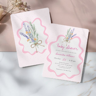 Launische rosa Wildblumen-Blumen-Baby-Party Einladung