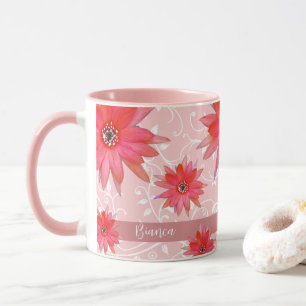 Launische rote Blumen Wirbelnde Blätter Fügen Sie Tasse