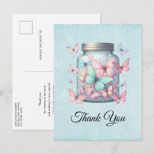 Launische Schmetterlinge im Glas Danke Postkarte