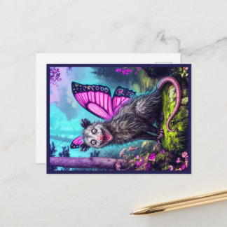 Launische Schmetterlingsflügel-Opossum-Fantasie-Po Postkarte