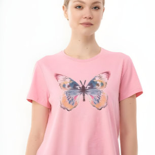 Launische Schmetterlingsgrafik Aquarell Pastellros T-Shirt