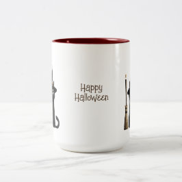 Launische schwarze Katze Frohes Halloween Zweifarbige Tasse