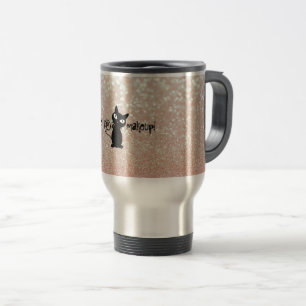Launische schwarze Katze Glittery-Wach auf und sch Reisebecher