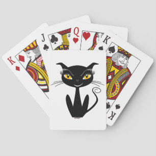 Launische schwarze Katze Spielkarten