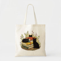 Launische schwarze Katzen stapeln Bücher Florale K