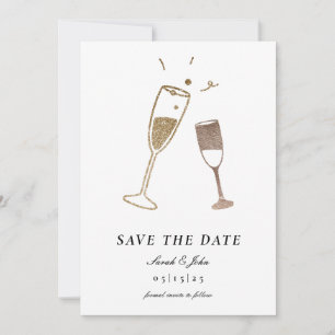 Launische Sekt-Save-the-Date-Karte mit Foto Einladung