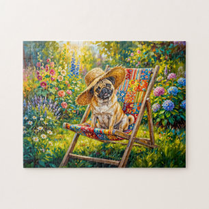 Launische Sommergarten-Mops-Illustration